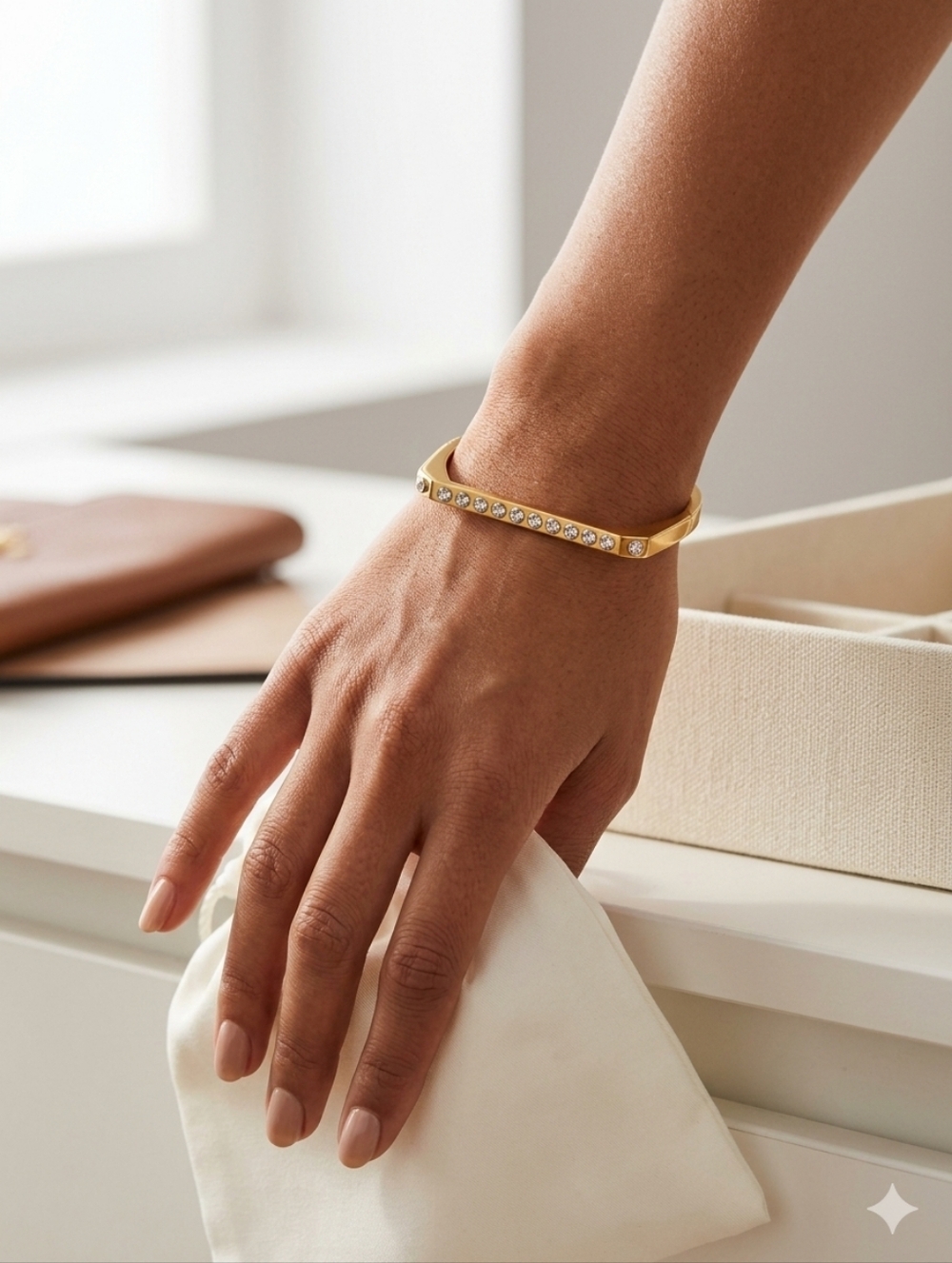 Coach Gold Bangle with Silver Rivets - Picture 3 of 7